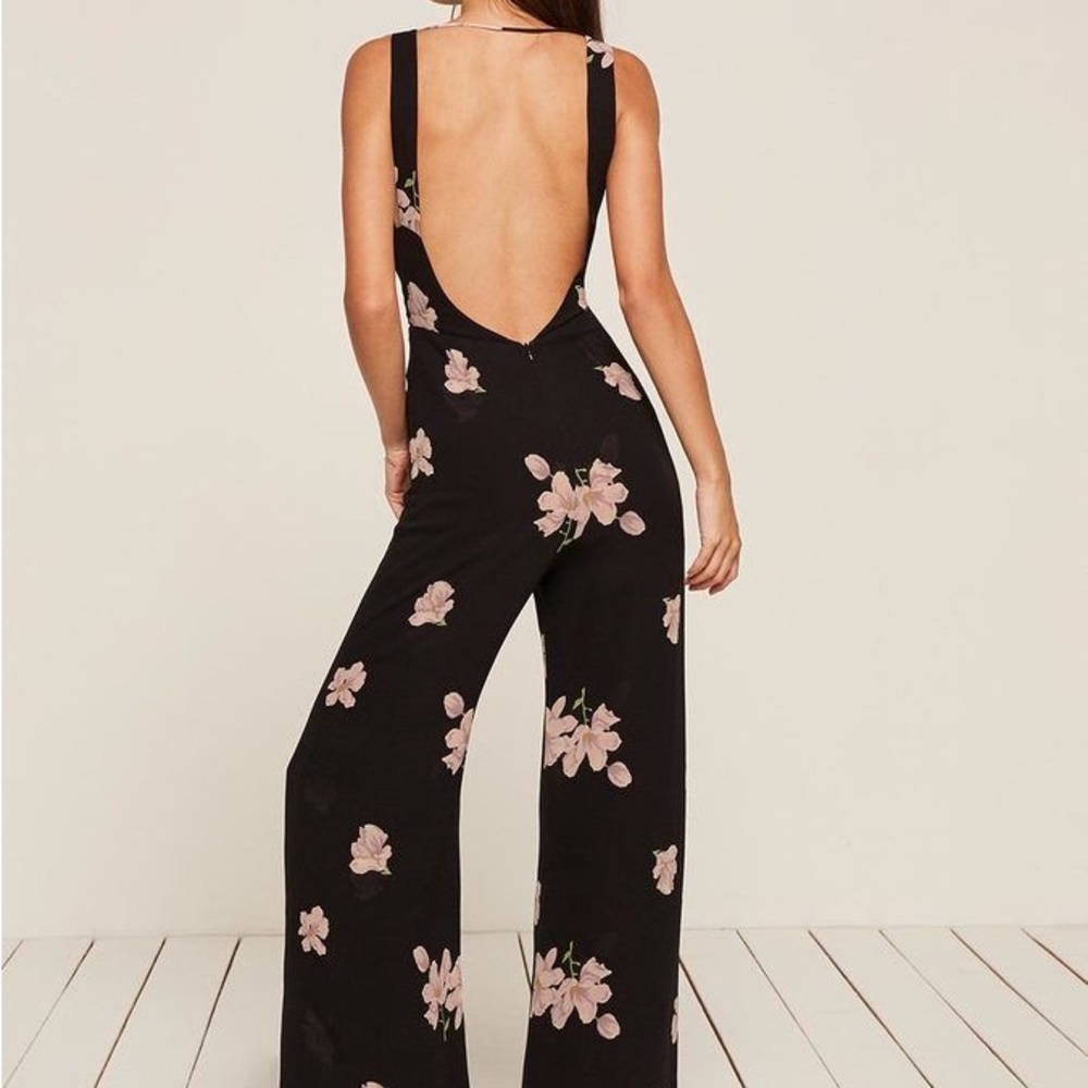 Reformation Floral Black “Darcy” Jumpsuit